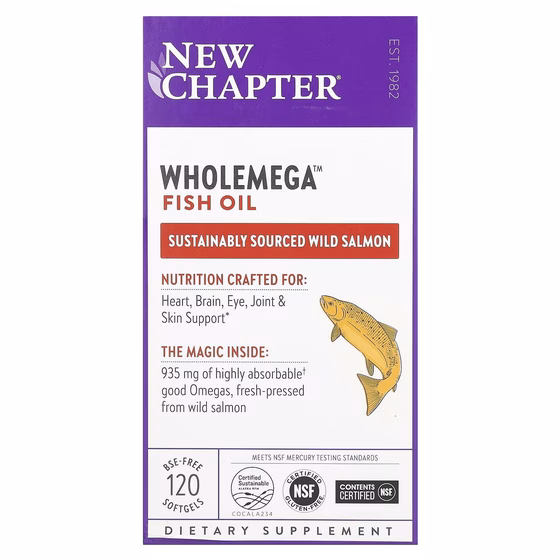 New Chapter, Wholemega, рыбий жир, 120 мягких таблеток