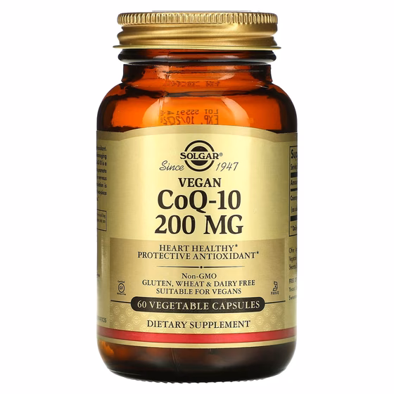 Solgar, Вегетарианский коэнзим Q-10, 200 мг, 60 растительных капсул