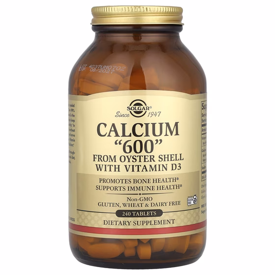 Solgar, кальций «600», из устричных раковин, с витамином D3, 240 таблеток