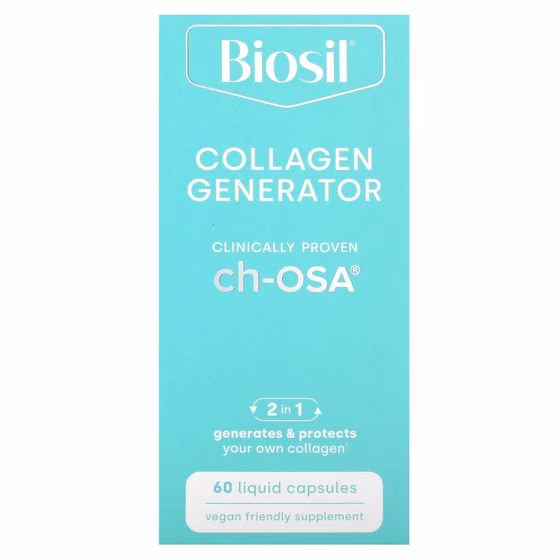 Biosil, Collagen Generator, средство для стимулирования производства коллагена, 60 капсул с жидкость