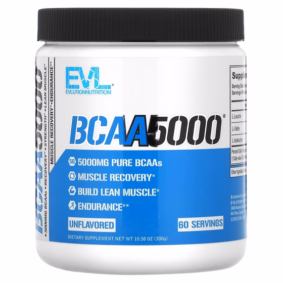 EVLution Nutrition, BCAA5000, без вкусовых добавок, 300 г (10,58 унции)