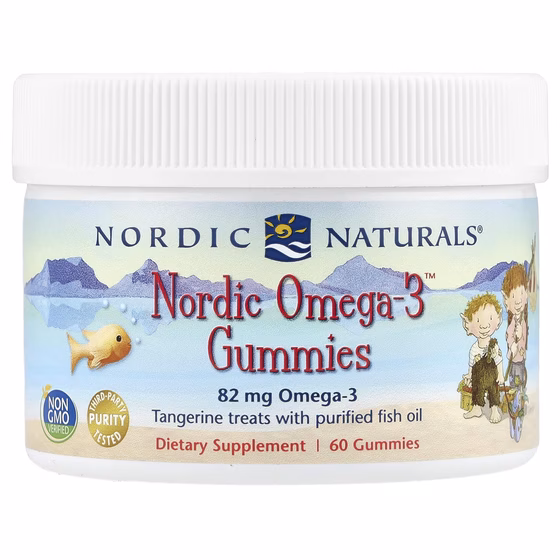 Nordic Naturals, Жевательные конфеты Nordic Omega-3 со вкусом мандарина, 82 мг, 60 жевательных конфе