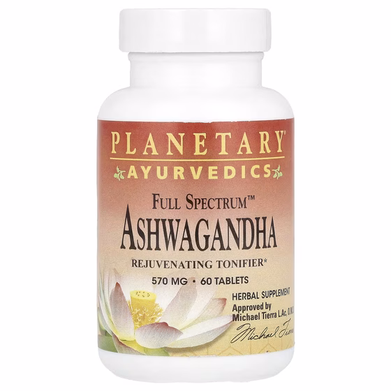Planetary Herbals, Ayurvedics, Full Spectrum, ашваганда, 570 мг, 60 таблеток