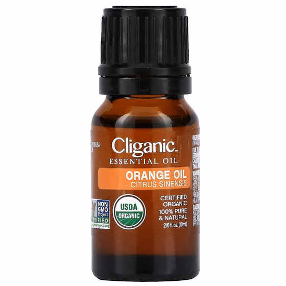 Cliganic, Масло эфирное 100% чистое, апельсин, 10 мл (0,33 жидк. Унции)