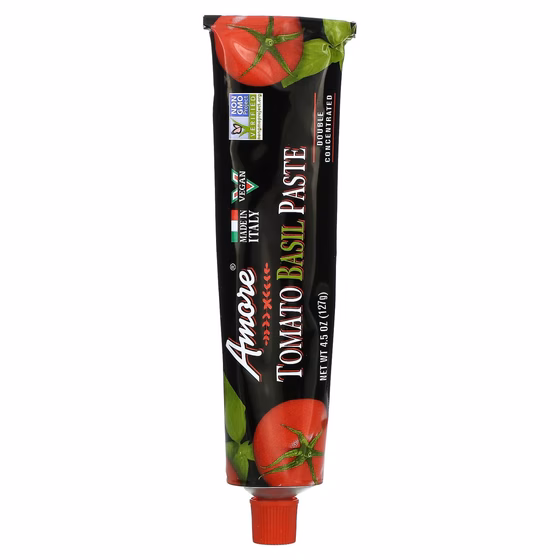 Amore, Томатная паста с базиликом, 127 г (4,5 унции)