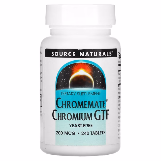 Source Naturals, Chromemate, GTF, хром, 200 мкг, 240 таблеток