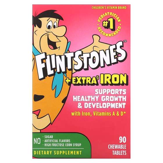 Flintstones, Мультивитамины для детей, с дополнительным содержанием железа, 90 жевательных таблеток