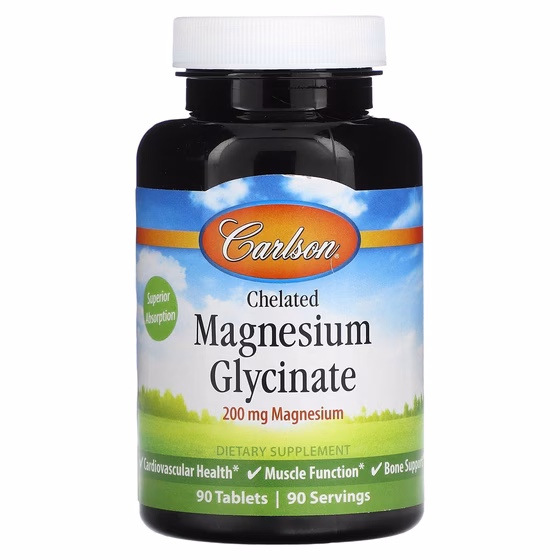 Carlson Labs, Хелатный глицинат магния, 200 мг, 90 таблеток