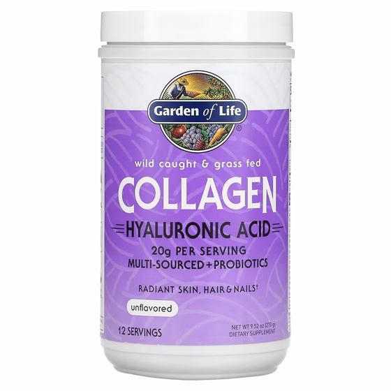 Garden of Life, Коллаген из дикого улова и травяного откорма, гиалуроновая кислота, без добавок, 270