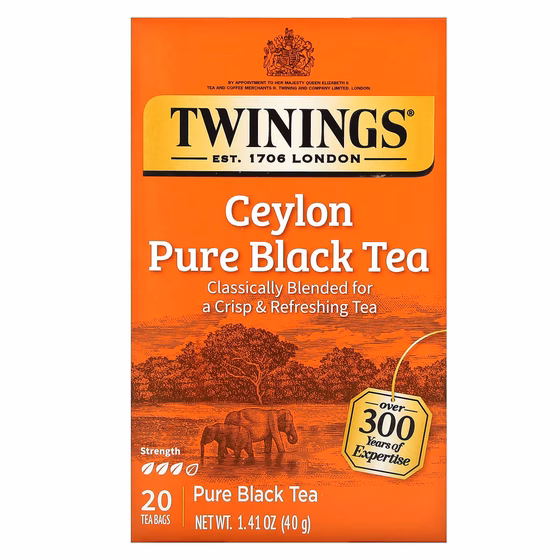 Twinings, Цейлонский апельсиновый чай Pekoe, 20 чайных пакетиков, 40 г (1,41 унции)