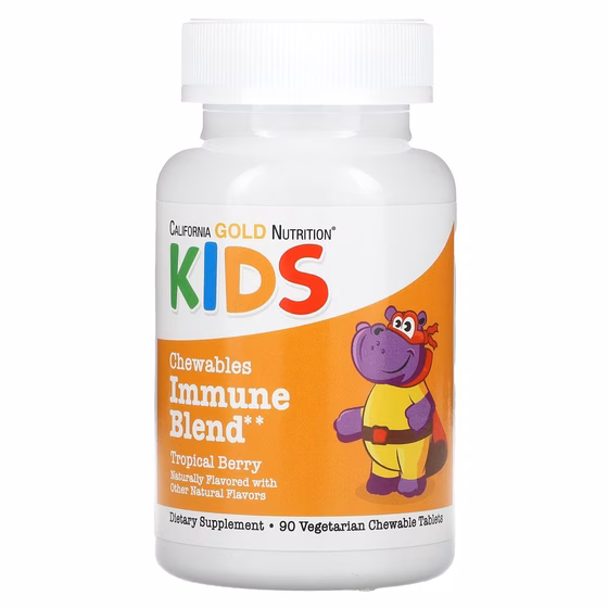 California Gold Nutrition, Жевательная смесь для детей, со вкусом натуральных тропических ягод, 90 в