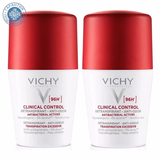 Vichy, Clinical Control, Набор Дезодорант-антиперспирант с защитой 96 ч 50 мл, 2 шт