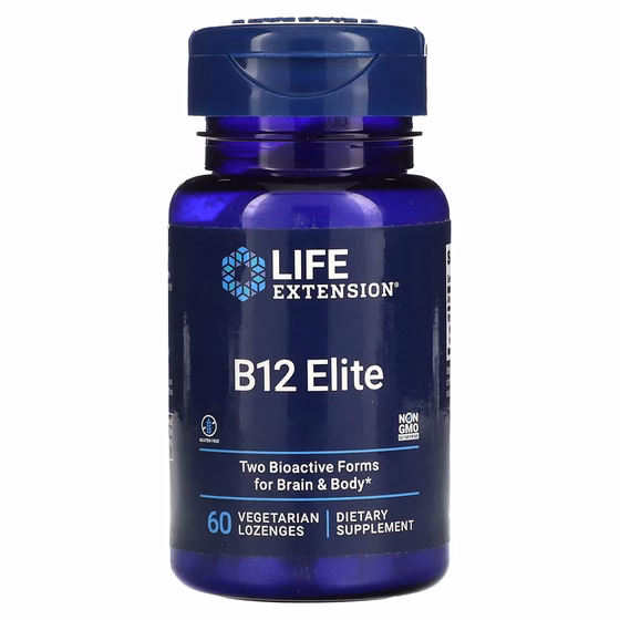 Life Extension, B12 Elite, 60 вегетарианских леденцов
