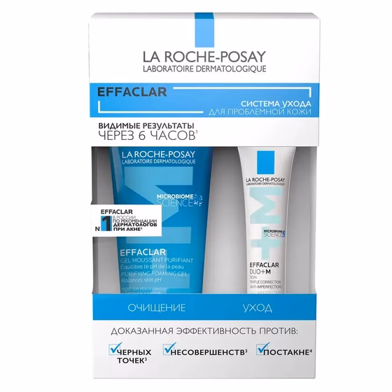 LA ROCHE-POSAY, Effaclar, Набор: гель очищающий 50 мл+Effaclar DUO(+) крем-гель 15 мл