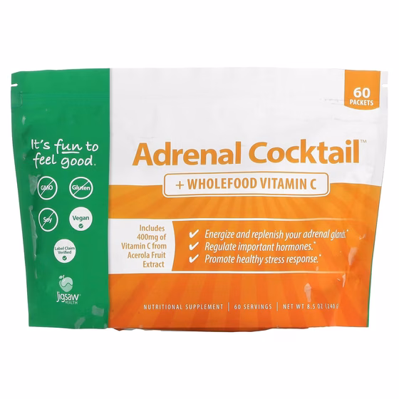Jigsaw Health, Надпочечниковый коктейль с витамином C из цельных продуктов, 60 пакетиков, 240 г