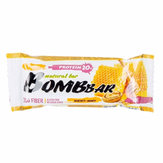 BOMBBAR, Protein, Батончик неглазированный, Грецкие орехи с медом, 60 гр