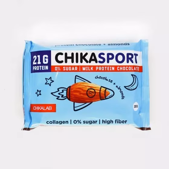 CHIKALAB, Молочный шоколад с миндалем, 100 гр