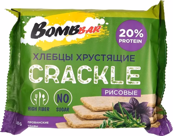 BOMBBAR, Protein, Хлебцы хрустящие рисоные, Прованские травы, 60 г