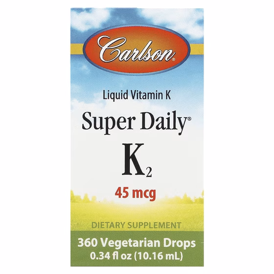 Carlson, Liquid Vitamin K, Super Daily K2, 45 мкг, 10,16 мл (0,34 жидк. Унции)