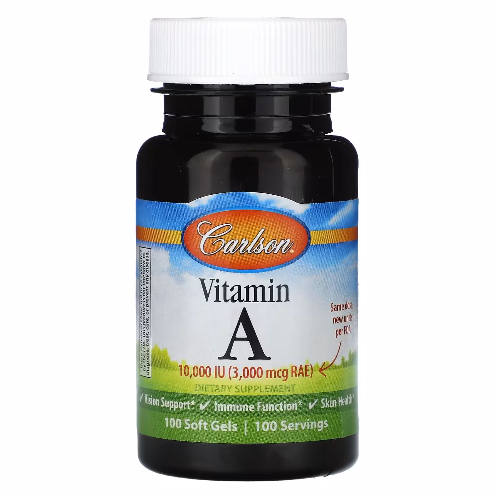 Carlson, Витамин A, 3000 мкг RAE (10 000 МЕ), 100 мягких таблеток
