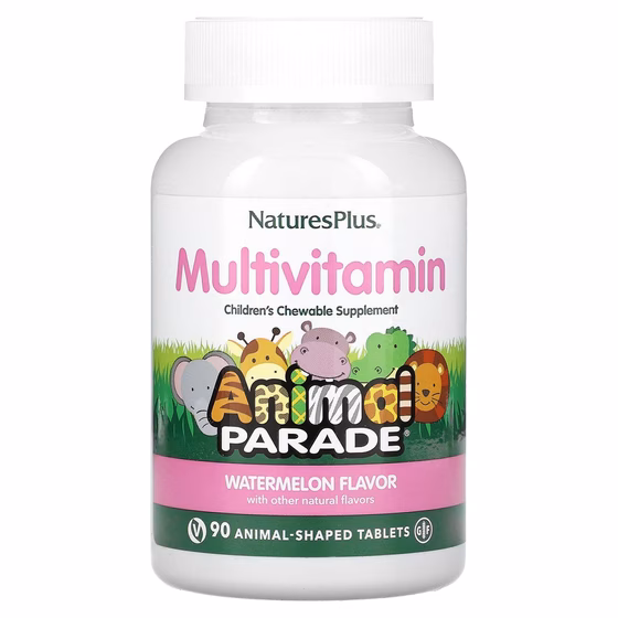 Nature's Plus, Animal Parade, Детские жевательные мультивитамины, Вкус арбуза, 90 таблеток