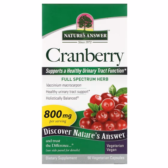 Nature's Answer, клюква, 800 мг, 90 вегетарианских капсул (400 мг в 1 капсуле)