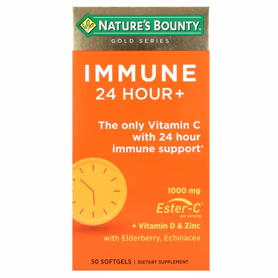 Nature's Bounty, Immune 24 Hour+, 1000 мг, 50 капсул (500 мг в 1 капсуле)