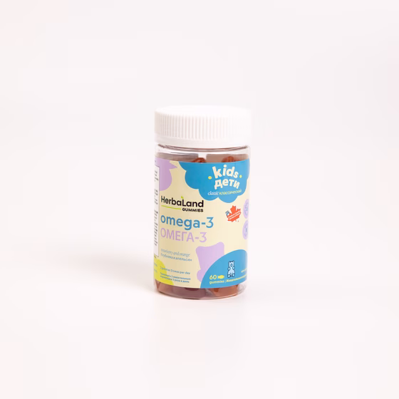 Herbaland , Классические жевательные конфеты для детей Омега-3 60 жевательных конфет