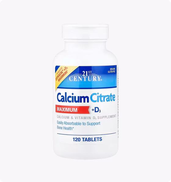 21st Century, Цитрат кальция максимум + D3, 120 таблеток